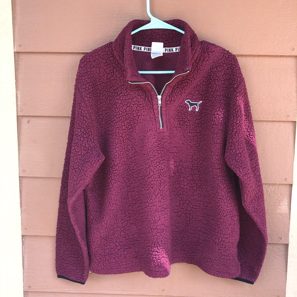 VS PINK Maroon Quarter Zip Pullover